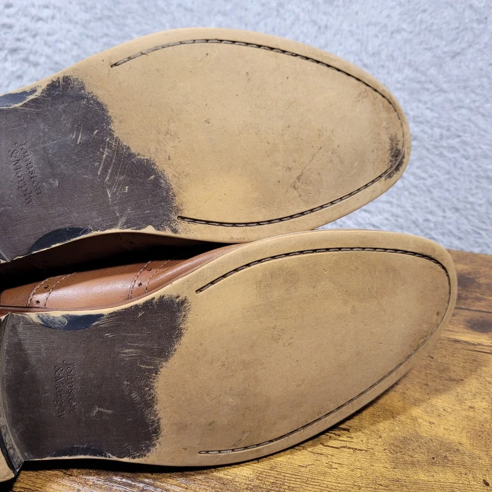 Johnston‎ Murphy Mens Brown Leather Wingtip Oxford Dress Shoes Size 11.5 M